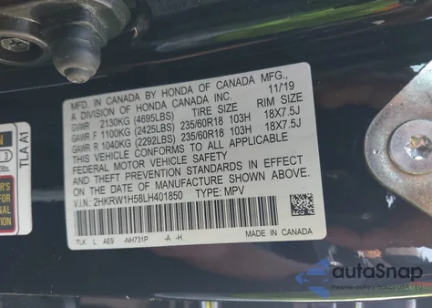 2020 Honda Cr-V 2Wd Ex z USA, uszkodzony, nr VIN 2HKRW1H58LH401850